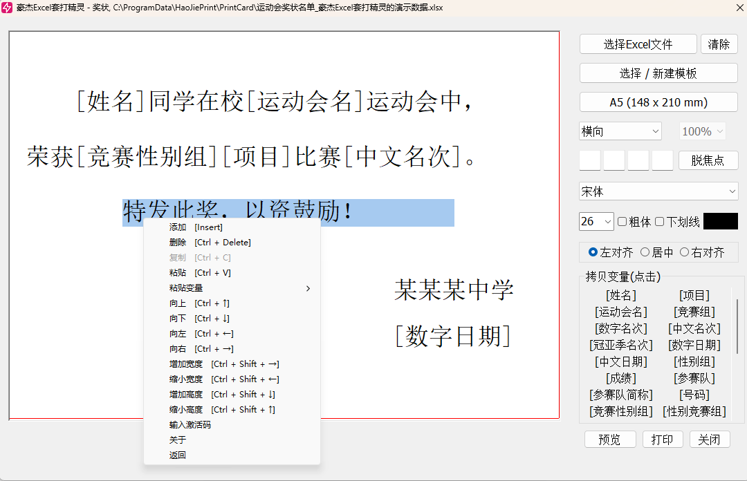 豪杰Excel套打精灵主界面